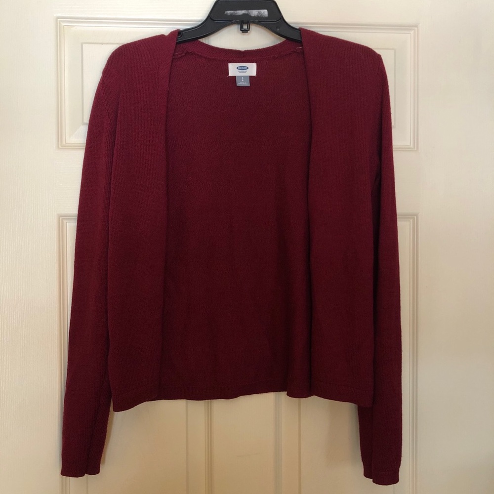 OLD NAVY red open front cardigan, size small